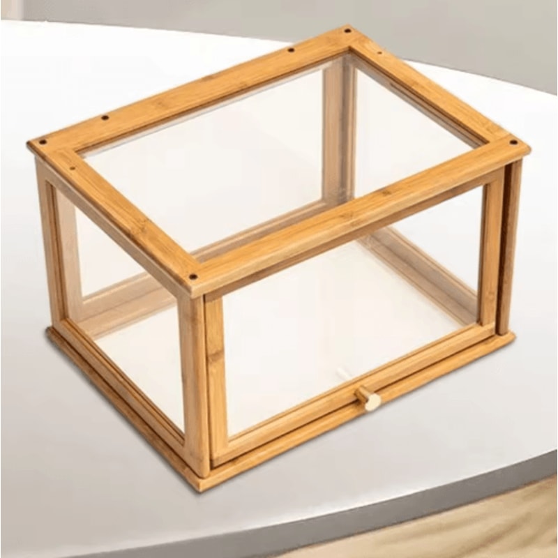 Bamboo Bread Box Large Capacity Stackable Kitchen Storage With Clear Window 3