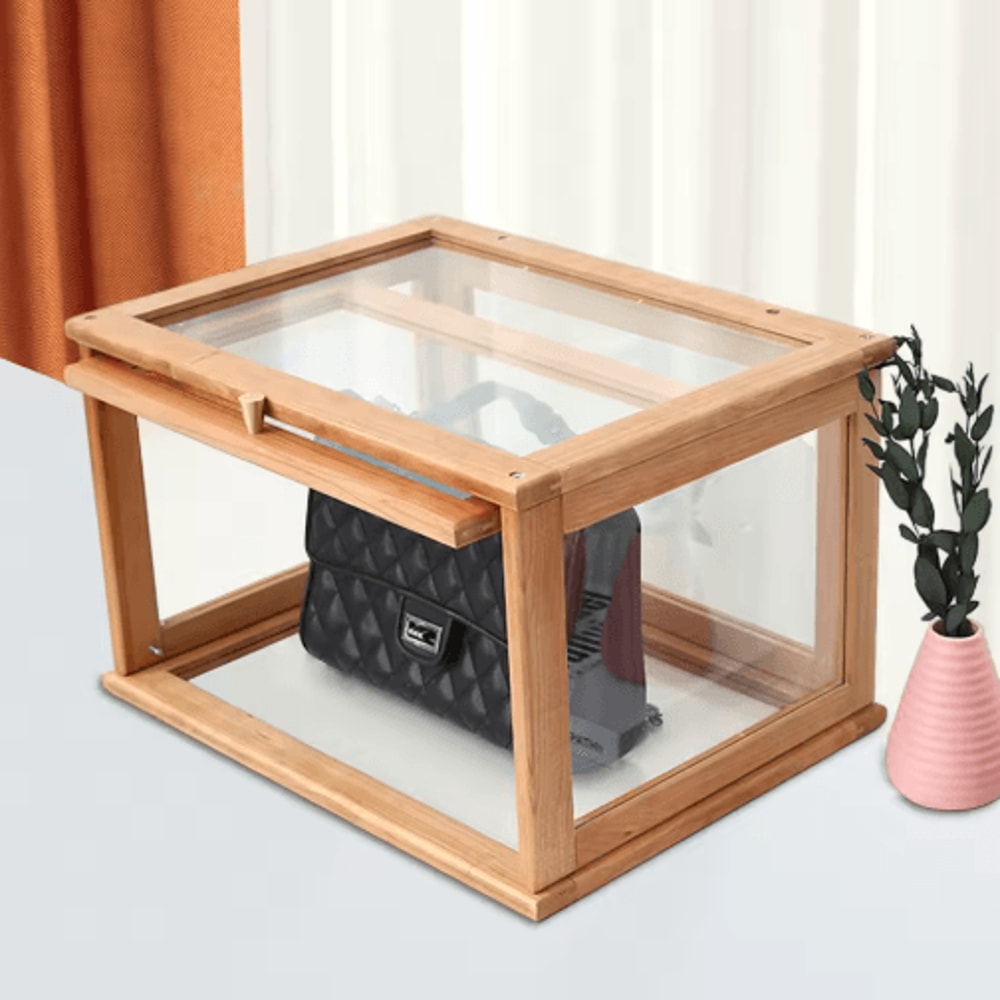 Bamboo Bread Box Large Capacity Stackable Kitchen Storage With Clear Window 5