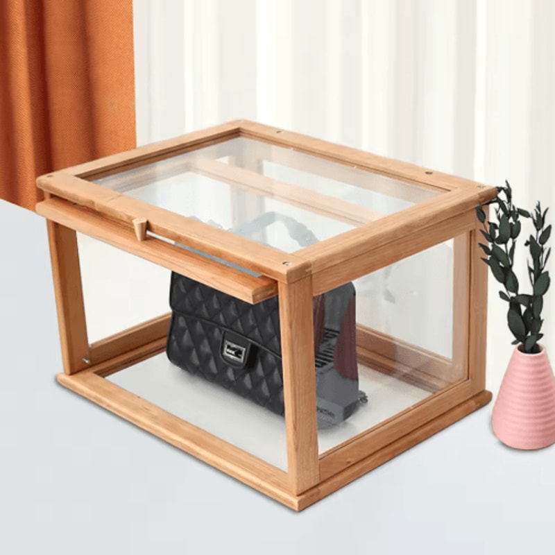 Bamboo Bread Box Large Capacity Stackable Kitchen Storage With Clear Window 5