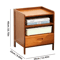 Bamboo Nightstand Storage Cabinet Space Saving Drawer And Shelf Organizer 2
