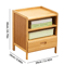 Bamboo Nightstand Storage Cabinet Space Saving Drawer And Shelf Organizer 3