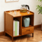 Bamboo Nightstand Storage Cabinet Space Saving Drawer And Shelf Organizer 6
