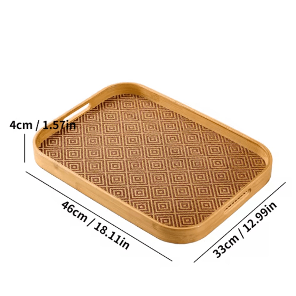 Large Bamboo Serving Tray With Handles Multi Use Home Coffee Table And Outdoor Platter 1