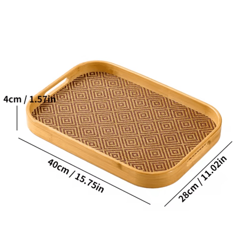 Large Bamboo Serving Tray With Handles Multi Use Home Coffee Table And Outdoor Platter 2