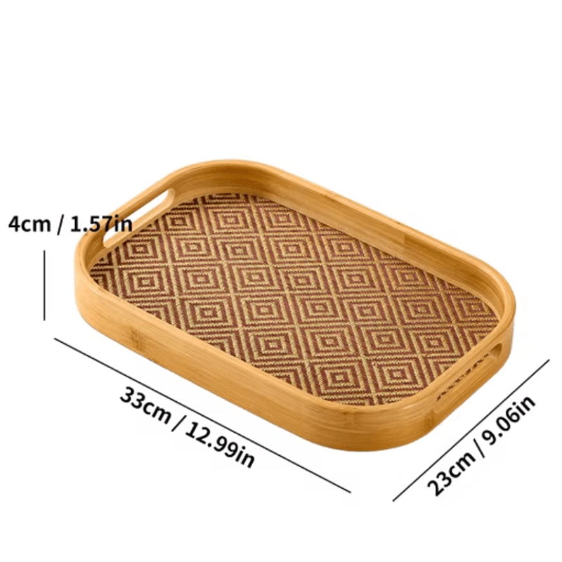 Large Bamboo Serving Tray With Handles Multi Use Home Coffee Table And Outdoor Platter 3