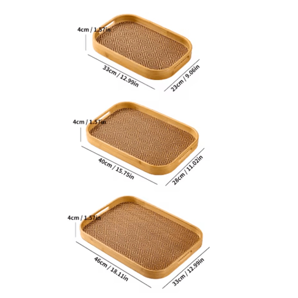 Large Bamboo Serving Tray With Handles Multi Use Home Coffee Table And Outdoor Platter 8