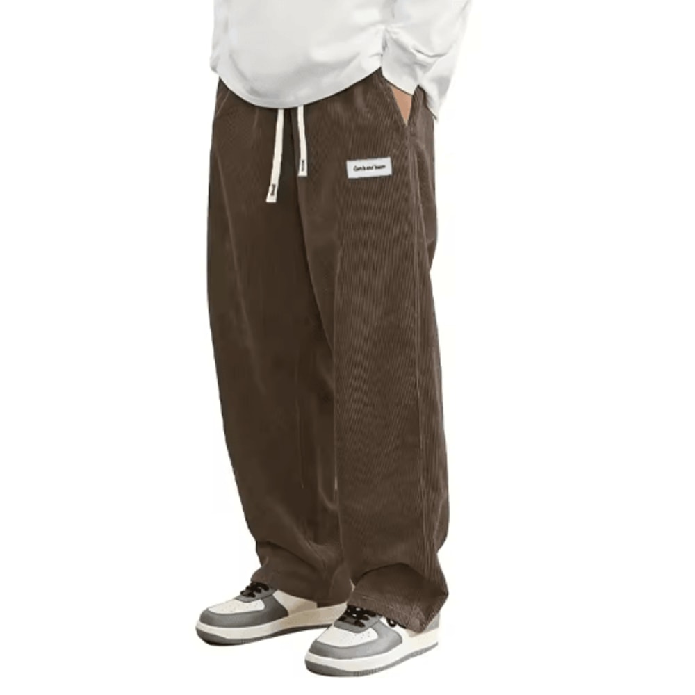 Mens Corduroy Casual Pants Loose Fit Elastic Waist Baggy Streetwear Trousers 2