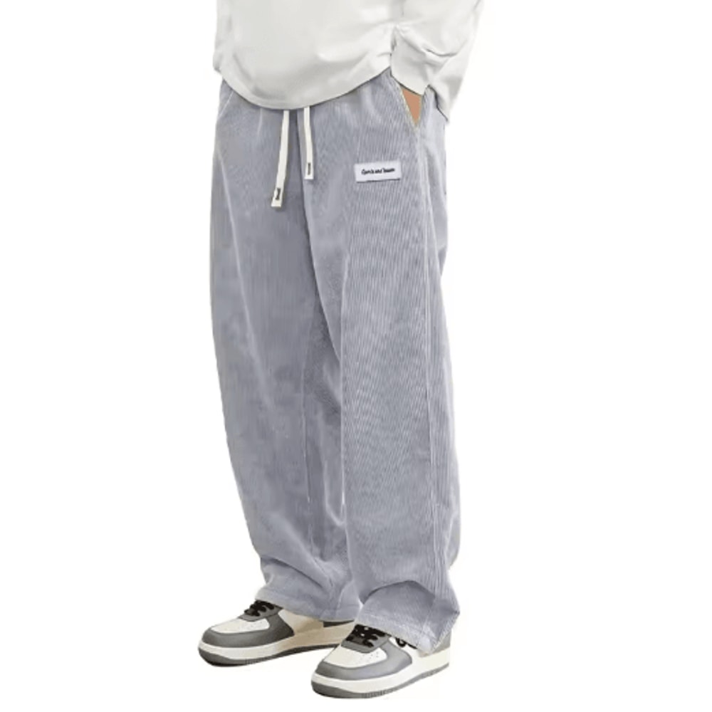 Mens Corduroy Casual Pants Loose Fit Elastic Waist Baggy Streetwear Trousers 3
