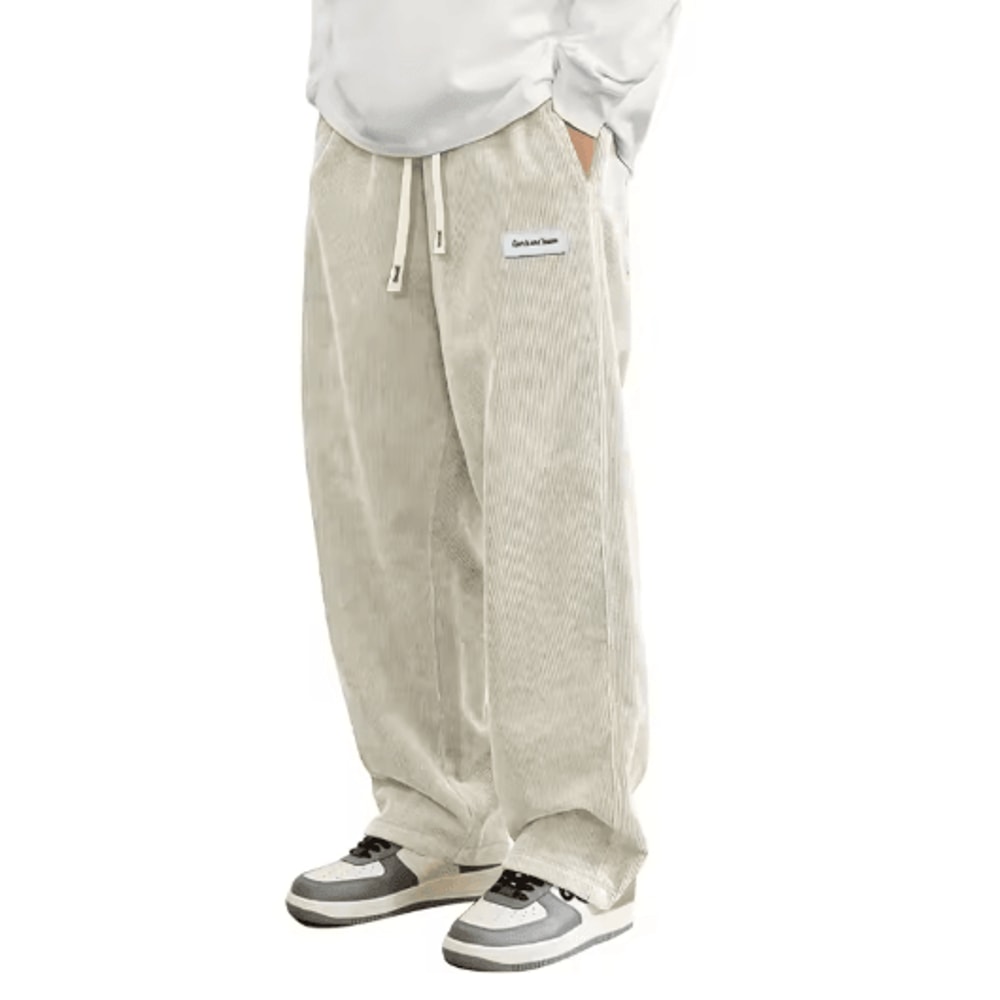 Mens Corduroy Casual Pants Loose Fit Elastic Waist Baggy Streetwear Trousers 4