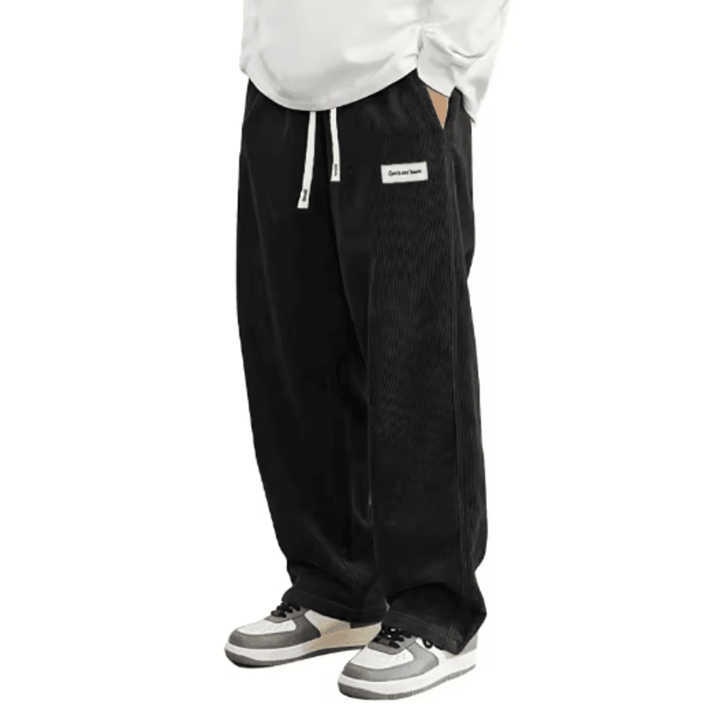 Mens Corduroy Casual Pants Loose Fit Elastic Waist Baggy Streetwear Trousers 5