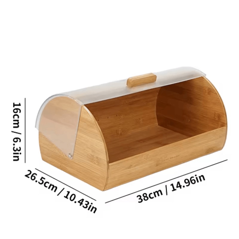 Farmhouse Bamboo Roll Top Bread Box Space Saving Airtight Kitchen Storage With Clear Acrylic Lid 1