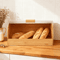 Farmhouse Bamboo Roll Top Bread Box Space Saving Airtight Kitchen Storage With Clear Acrylic Lid 3