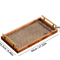 Solid Wood Bohemian Serving Tray Rustic Decor With Gold Handles And Woven Bottom 173 2