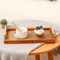 Solid Wood Bohemian Serving Tray Rustic Decor With Gold Handles And Woven Bottom 173 5