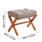 Folding Bamboo Leg Upholstered Foot Stool Soft Pad Ottoman For Living Room Desk Vanity Brown 4