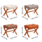 Folding Bamboo Leg Upholstered Foot Stool Soft Pad Ottoman For Living Room Desk Vanity Brown 8
