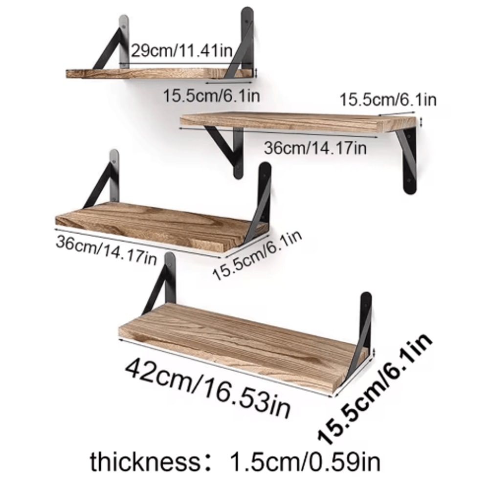 Natural Wood Wall Shelves Wall Mounted Decorative Storage For Home 1