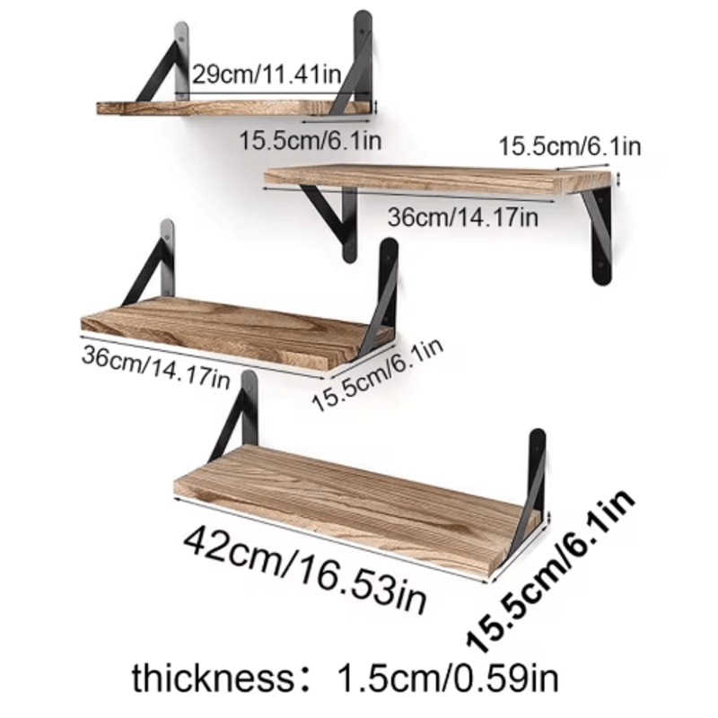 Natural Wood Wall Shelves Wall Mounted Decorative Storage For Home 1