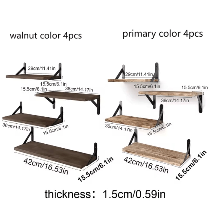 Natural Wood Wall Shelves Wall Mounted Decorative Storage For Home 8