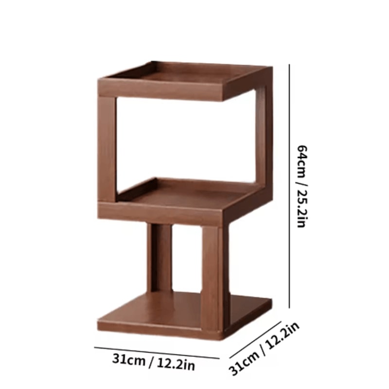 Industrial Bamboo Rotating Bookshelf 360 Spinning Narrow Shelf For Small Spaces 3