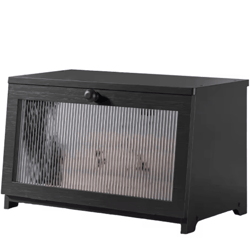 large modern bamboo bread box corner friendly countertop storage with clear acrylic window