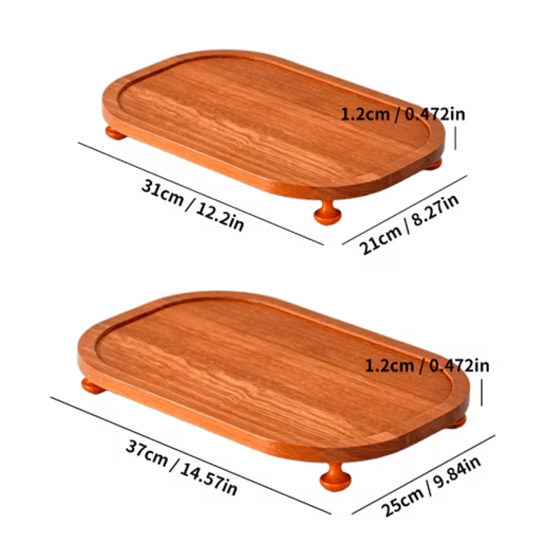 Wooden Elevated Riser Tray Set S To L Oval Floating Soap Dish And Jewelry Holder Brown 0