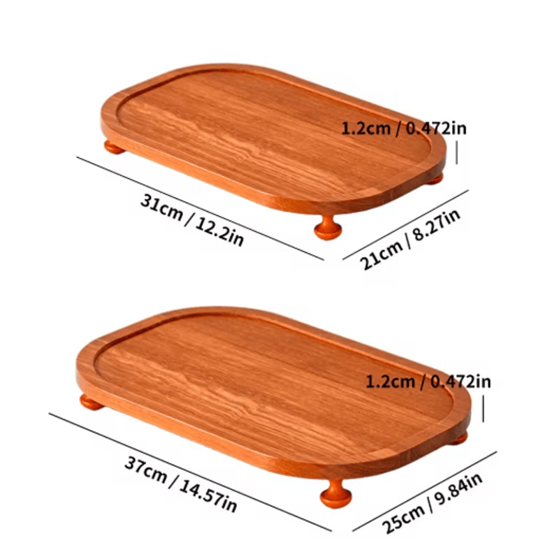 Wooden Elevated Riser Tray Set S To L Oval Floating Soap Dish And Jewelry Holder Brown 7