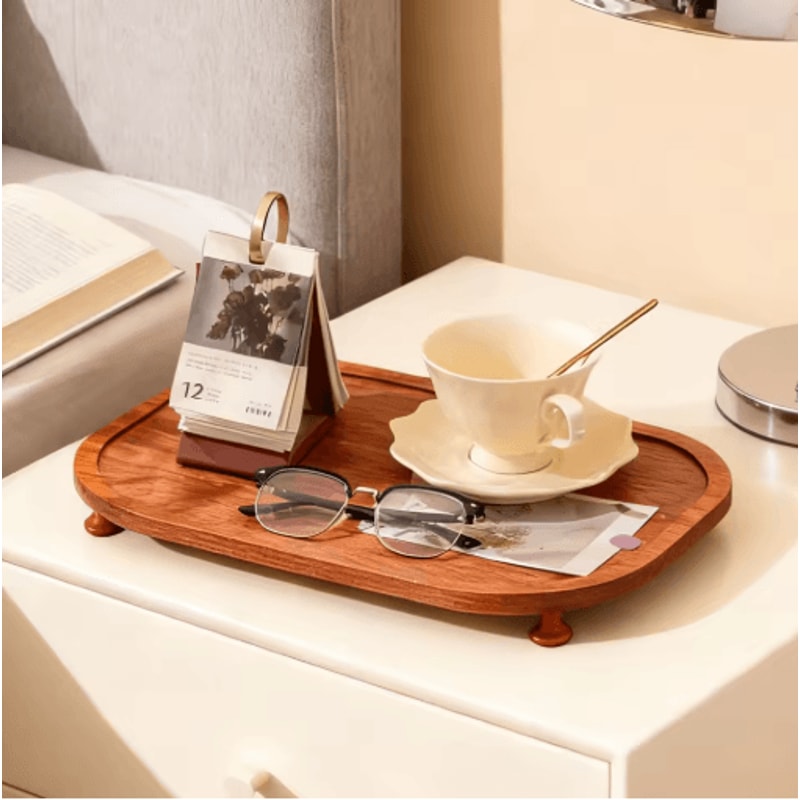 Wooden Elevated Riser Tray Set S To L Oval Floating Soap Dish And Jewelry Holder Brown 8