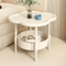 Modern Round Side Table With Storage Shelf Lightweight Space Saving Accent Table 2