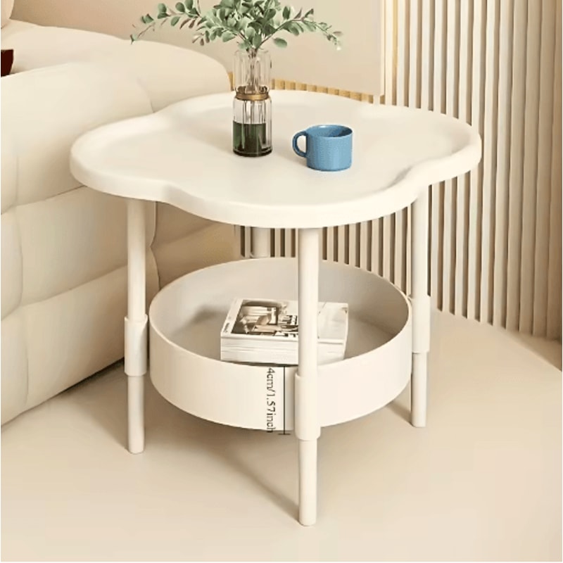 Modern Round Side Table With Storage Shelf Lightweight Space Saving Accent Table 2