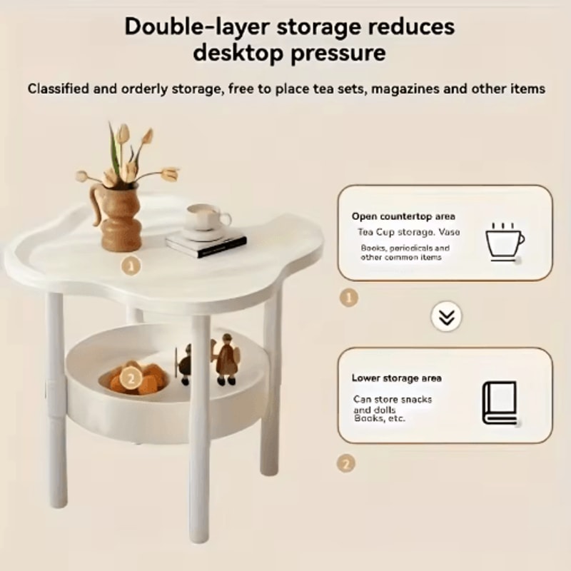 Modern Round Side Table With Storage Shelf Lightweight Space Saving Accent Table 7