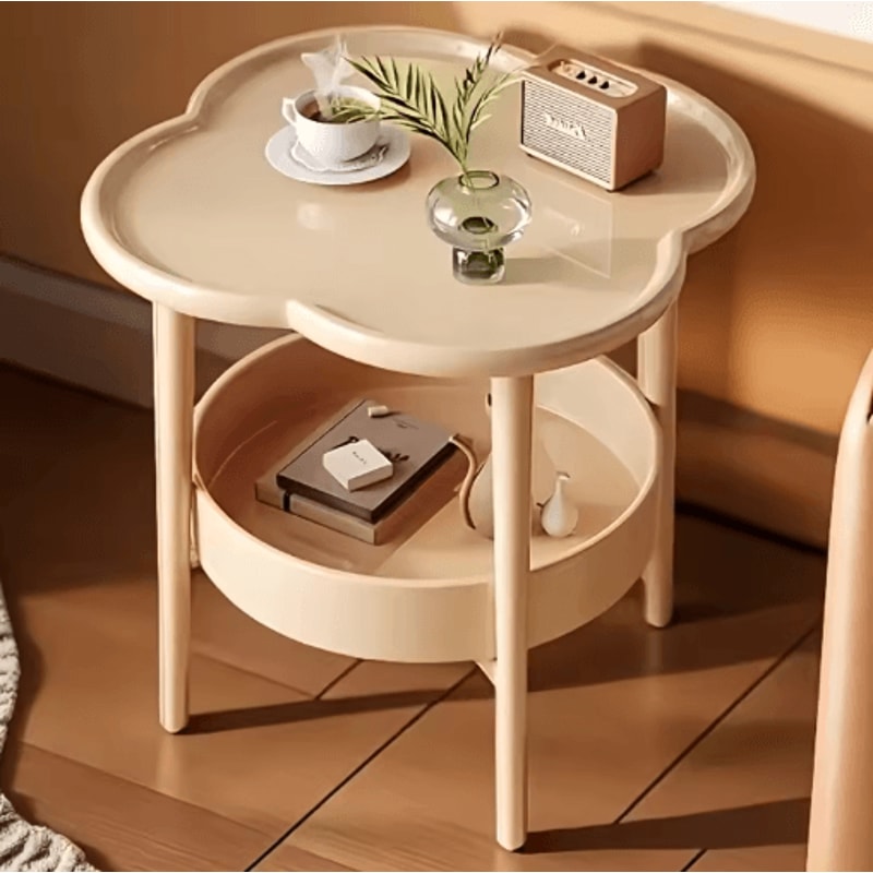 Modern Round Side Table With Storage Shelf Lightweight Space Saving Accent Table 9