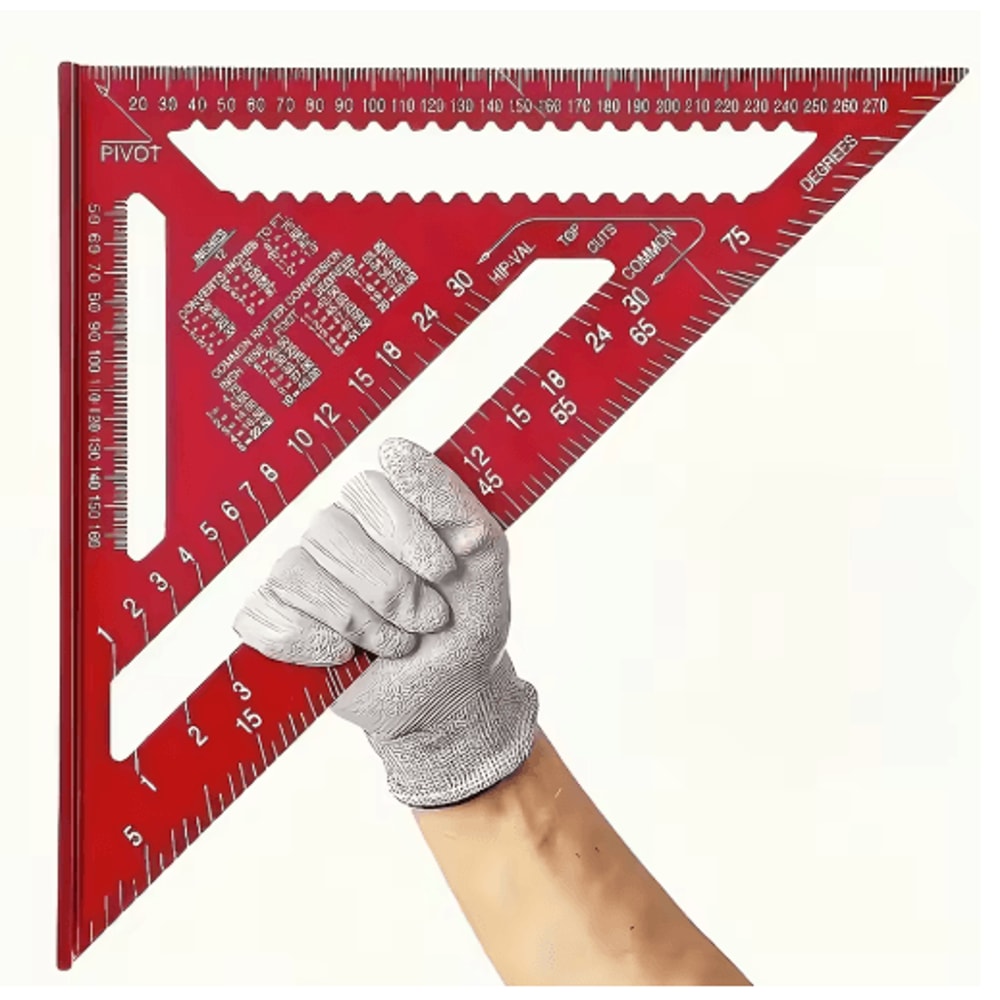 12 Inch Precision Triangle Ruler Red Aluminum Alloy Angle Finder With Metric Scalemea 1
