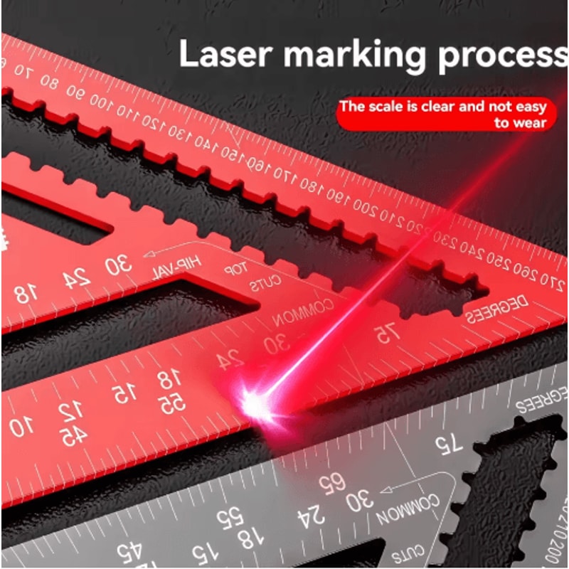 12 Inch Precision Triangle Ruler Red Aluminum Alloy Angle Finder With Metric Scalemea 2