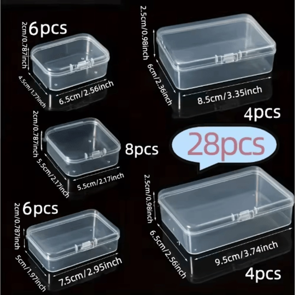 28 Piece Clear Plastic Storage Box Set With Lids Multipurpose Organizer For Beads And Game Pieces 3