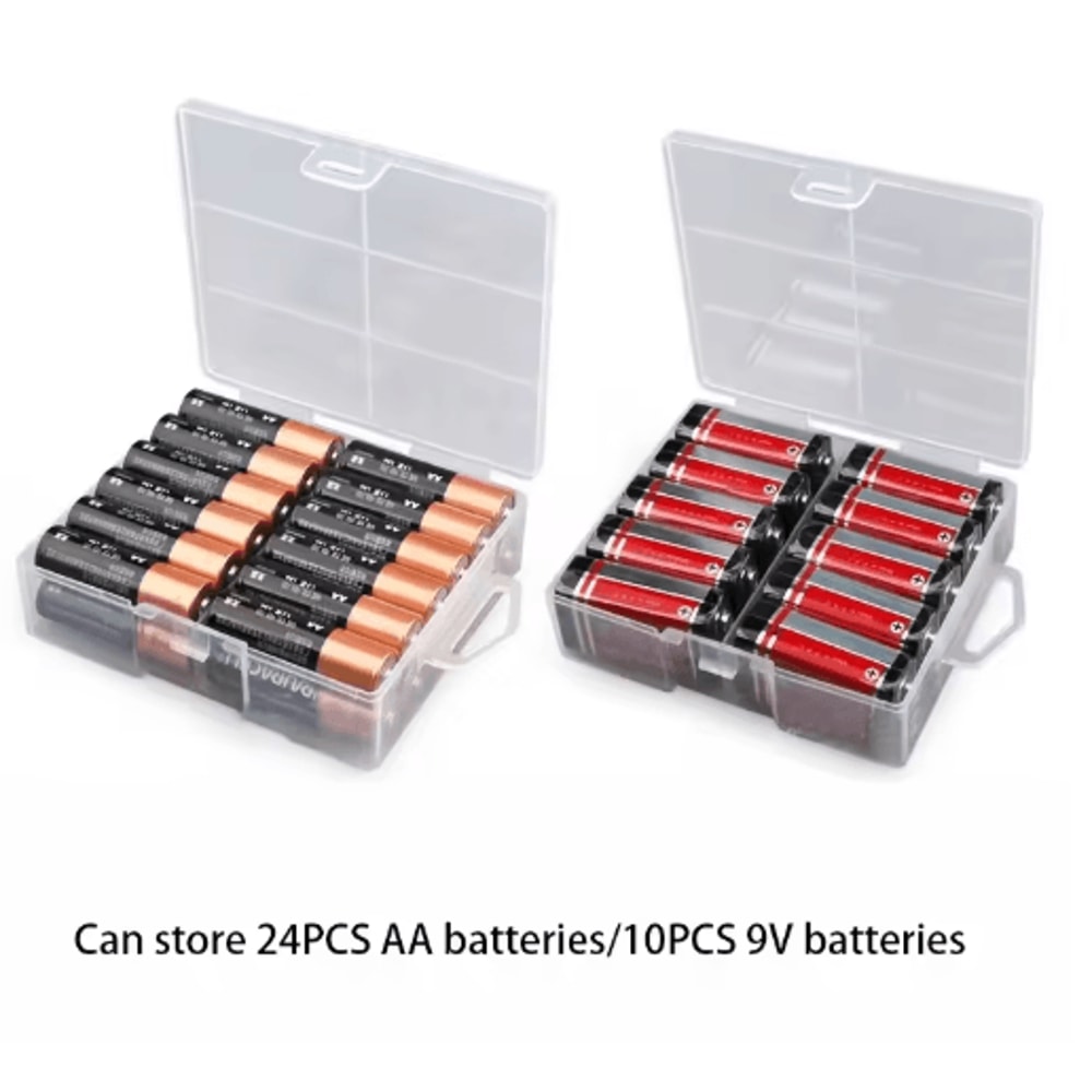 AA And AAA Battery Storage Box Transparent Organizer Holds 24 Batteries 4