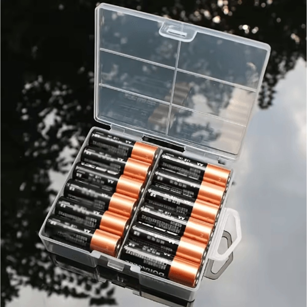 AA And AAA Battery Storage Box Transparent Organizer Holds 24 Batteries 0