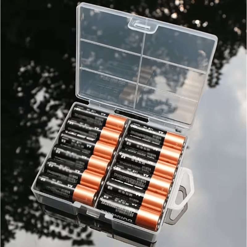 AA And AAA Battery Storage Box Transparent Organizer Holds 24 Batteries 0