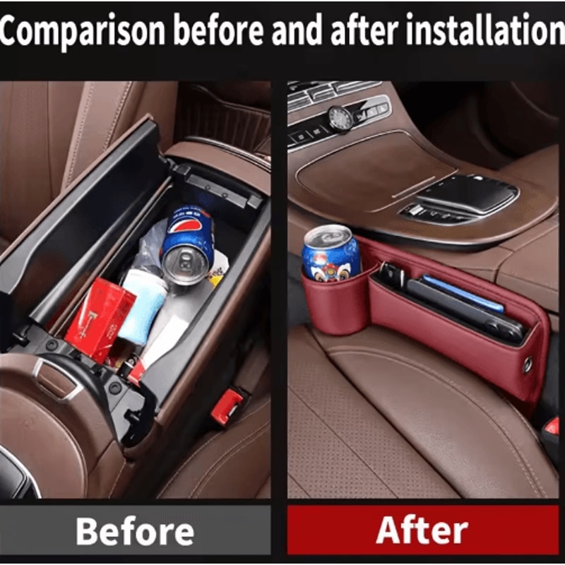 2 Piece Car Seat Gap Storage Box Multifunctional Seat Gap Organizer And Filler Pad 6