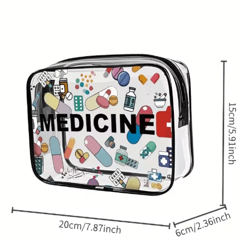 Medicine Themed PVC Cosmetic Bag Large Capacity Lightweight Travel Organizer 4
