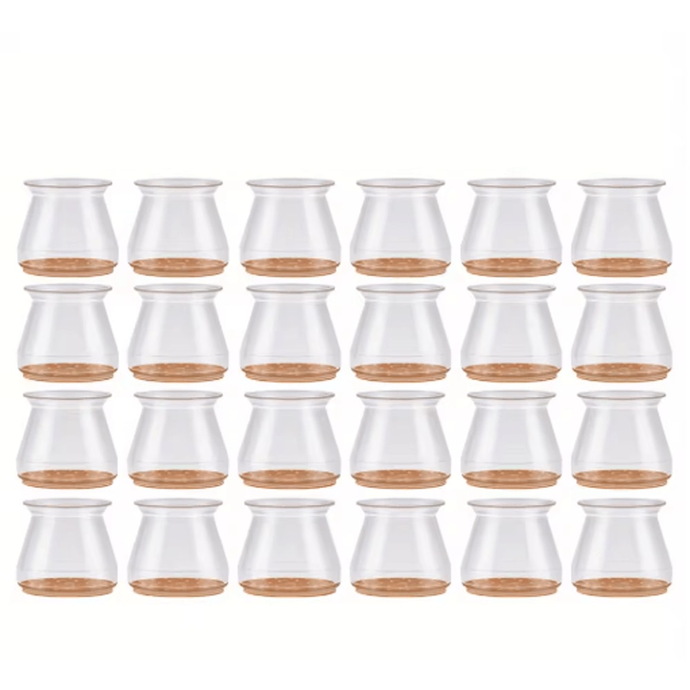 24 Piece Silicone Chair Leg Covers With Felt Pads Transparent Floor Protectors 3