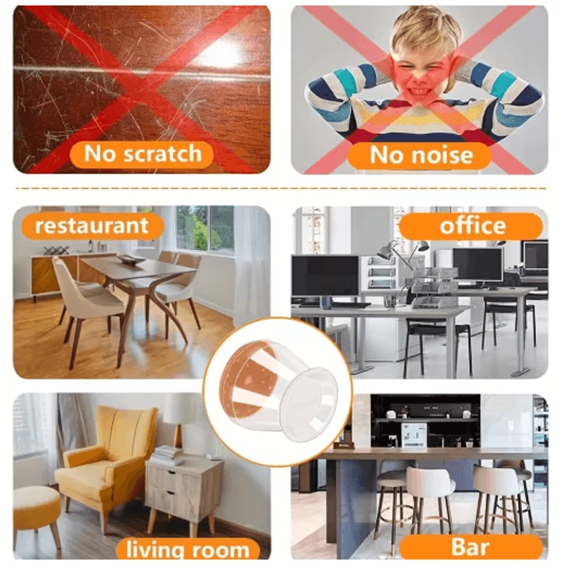 24 Piece Silicone Chair Leg Covers With Felt Pads Transparent Floor Protectors 5