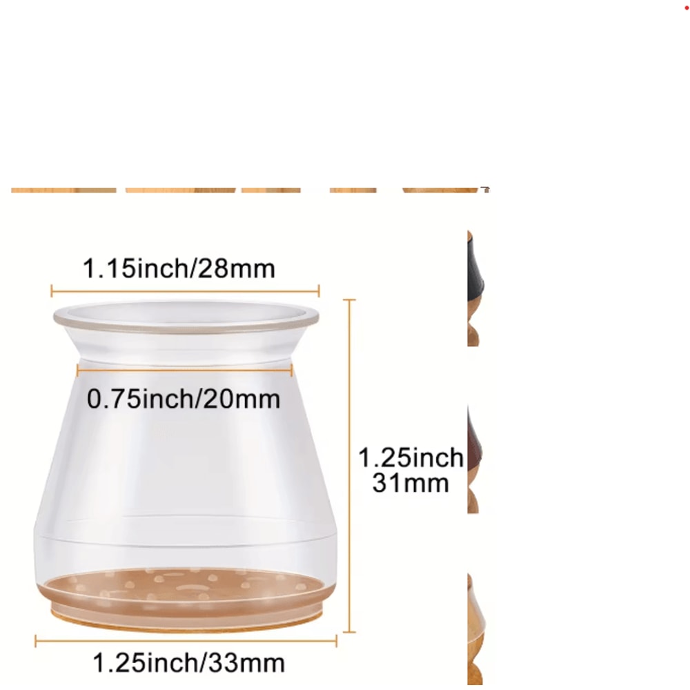 24 Piece Silicone Chair Leg Covers With Felt Pads Transparent Floor Protectors 6