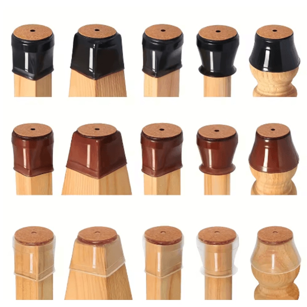 24 Piece Silicone Chair Leg Covers With Felt Pads Transparent Floor Protectors 7