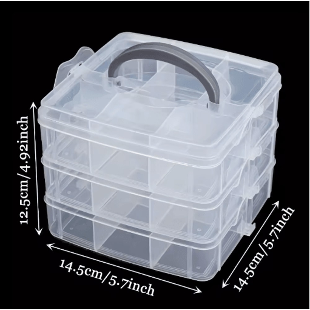 3 Tier Adjustable Bead Organizer Box Transparent Stackable Jewelry And Craft Storage 3