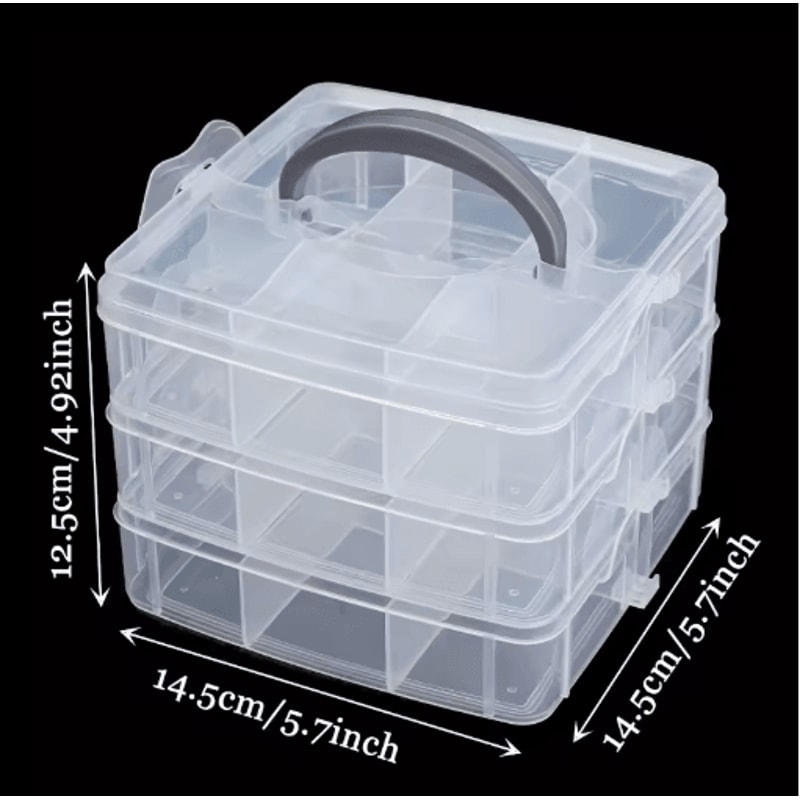 3 Tier Adjustable Bead Organizer Box Transparent Stackable Jewelry And Craft Storage 3