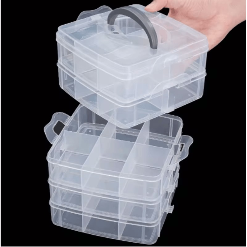 3 Tier Adjustable Bead Organizer Box Transparent Stackable Jewelry And Craft Storage 4