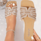 Sparkling Rhinestone Womens Sandals Ankle Strap Slide With Comfortable Flat Sole 0