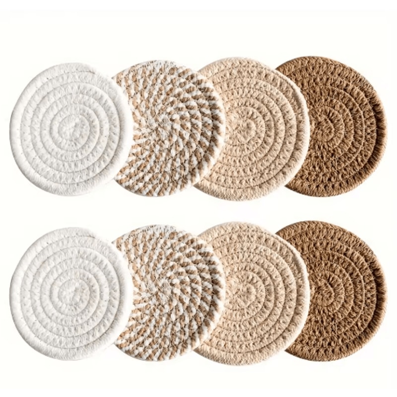 Absorbent Coasters Set 8 Pcs Minimalist Brown Drink Mats For Home And Bar 1