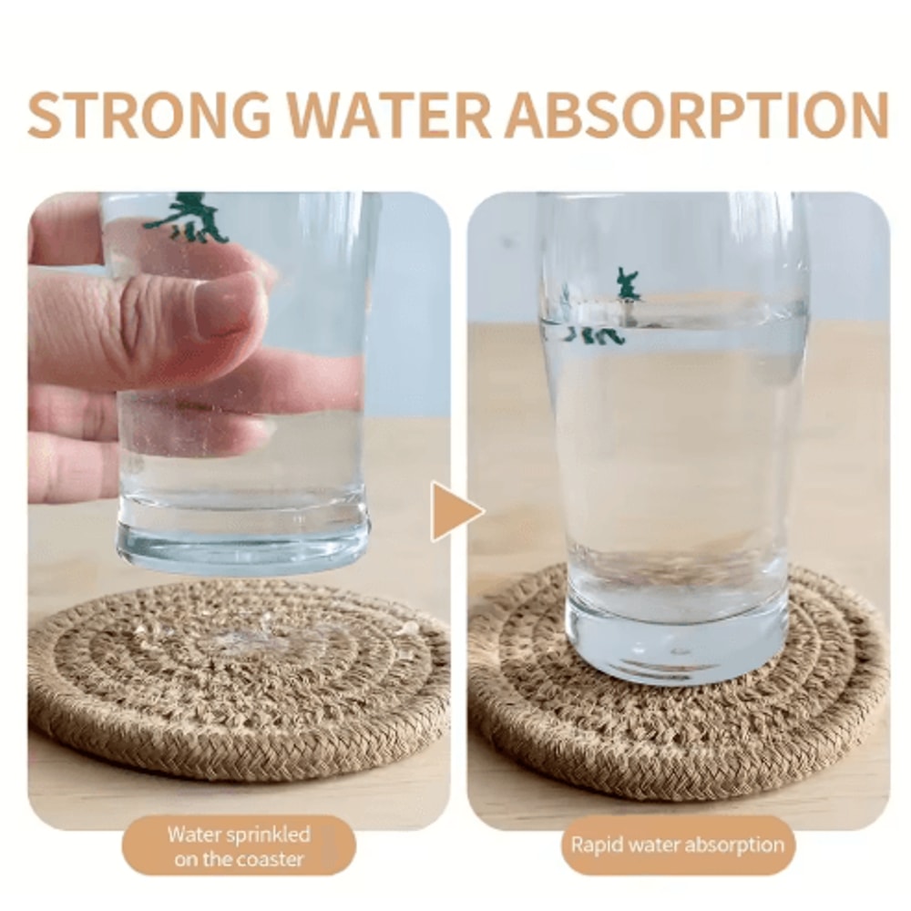 Absorbent Coasters Set 8 Pcs Minimalist Brown Drink Mats For Home And Bar 2